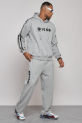 Оптом Спортивный костюм мужской трикотажный демисезонный серого цвета 120007Sr в Перми, фото 3