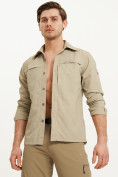 Оптом Рубашка классическая мужская бежевого цвета 12001B в Казани, фото 2