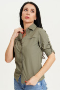 Оптом Рубашка классическая женская цвета хаки 12002Kh в Казани, фото 11