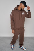 Оптом Спортивный костюм мужской трикотажный демисезонный коричневого цвета 12006K в Сочи, фото 14