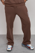 Оптом Спортивный костюм мужской трикотажный демисезонный коричневого цвета 12006K в Перми, фото 7