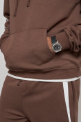 Оптом Спортивный костюм мужской трикотажный демисезонный коричневого цвета 12008K в Перми, фото 13