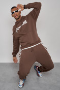 Оптом Спортивный костюм мужской трикотажный демисезонный коричневого цвета 12008K в Уфе, фото 18