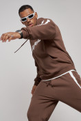 Оптом Спортивный костюм мужской трикотажный демисезонный коричневого цвета 12008K в Перми, фото 21