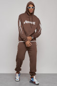 Оптом Спортивный костюм мужской трикотажный демисезонный коричневого цвета 12008K в Сочи, фото 24