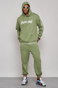 Оптом Спортивный костюм мужской трикотажный демисезонный зеленого цвета 12008Z