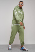 Оптом Спортивный костюм мужской трикотажный демисезонный зеленого цвета 12008Z в Самаре, фото 3