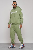 Оптом Спортивный костюм мужской трикотажный демисезонный зеленого цвета 12008Z в Воронеже, фото 5