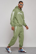 Оптом Спортивный костюм мужской трикотажный демисезонный зеленого цвета 12008Z в  Красноярске, фото 6