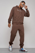 Оптом Спортивный костюм мужской трикотажный демисезонный коричневого цвета 12010K в Уфе, фото 13