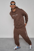 Оптом Спортивный костюм мужской трикотажный демисезонный коричневого цвета 12010K, фото 14