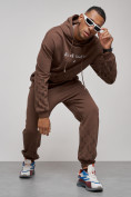 Оптом Спортивный костюм мужской трикотажный демисезонный коричневого цвета 12010K в Перми, фото 15