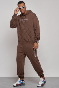 Оптом Спортивный костюм мужской трикотажный демисезонный коричневого цвета 12010K в Волгоградке, фото 2