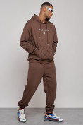 Оптом Спортивный костюм мужской трикотажный демисезонный коричневого цвета 12010K в Перми, фото 3