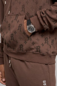 Оптом Спортивный костюм мужской трикотажный демисезонный коричневого цвета 12010K в Воронеже, фото 7