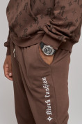 Оптом Спортивный костюм мужской трикотажный демисезонный коричневого цвета 12010K в Сочи, фото 8