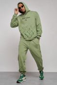 Оптом Спортивный костюм мужской трикотажный демисезонный зеленого цвета 12010Z в Перми, фото 12
