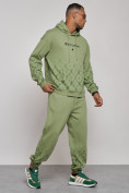 Оптом Спортивный костюм мужской трикотажный демисезонный зеленого цвета 12010Z в Самаре, фото 3