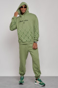 Оптом Спортивный костюм мужской трикотажный демисезонный зеленого цвета 12010Z в Казани, фото 5