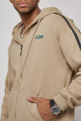 Оптом Спортивный костюм мужской трикотажный демисезонный бежевого цвета 12011B в Уфе, фото 26