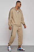 Оптом Спортивный костюм мужской трикотажный демисезонный бежевого цвета 12011B в Перми, фото 3