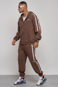 Оптом Спортивный костюм мужской трикотажный демисезонный коричневого цвета 12011K в Уфе, фото 2
