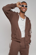 Оптом Спортивный костюм мужской трикотажный демисезонный коричневого цвета 12011K, фото 24