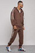 Оптом Спортивный костюм мужской трикотажный демисезонный коричневого цвета 12011K в Омске, фото 3