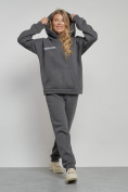 Оптом Спортивный костюм женский трикотажный с начесом серого цвета 12012Sr в Перми, фото 13