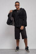 Оптом Джинсовая куртка мужская с капюшоном черного цвета 126040Ch, фото 12