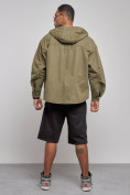 Оптом Джинсовая куртка мужская с капюшоном цвета хаки 126040Kh в Астане, фото 4