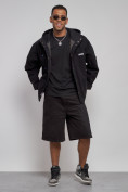 Оптом Джинсовая куртка мужская с капюшоном черного цвета 12768Ch в Оренбурге, фото 12