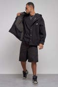 Оптом Джинсовая куртка мужская с капюшоном черного цвета 12768Ch в Уфе, фото 13