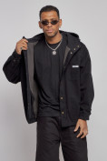 Оптом Джинсовая куртка мужская с капюшоном черного цвета 12768Ch в Волгоградке, фото 7