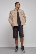 Оптом Джинсовая куртка мужская бежевого цвета 12770B, фото 11