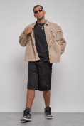 Оптом Джинсовая куртка мужская бежевого цвета 12770B в Оренбурге, фото 12
