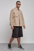 Оптом Джинсовая куртка мужская бежевого цвета 12770B в Тюмени, фото 2