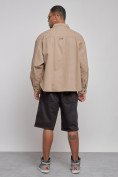 Оптом Джинсовая куртка мужская бежевого цвета 12770B, фото 4