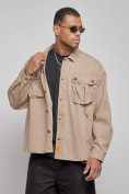Оптом Джинсовая куртка мужская бежевого цвета 12770B, фото 5