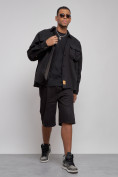 Оптом Джинсовая куртка мужская черного цвета 12770Ch в Тюмени, фото 9