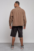 Оптом Джинсовая куртка мужская коричневого цвета 12770K в Ульяновске, фото 4