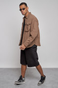 Оптом Джинсовая куртка мужская коричневого цвета 12770K, фото 8