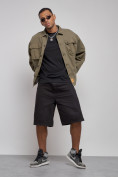 Оптом Джинсовая куртка мужская цвета хаки 12770Kh в Саратове, фото 10