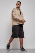 Оптом Джинсовая куртка мужская бежевого цвета 12776B в Астане, фото 10