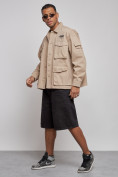 Оптом Джинсовая куртка мужская бежевого цвета 12776B, фото 2