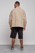 Оптом Джинсовая куртка мужская бежевого цвета 12776B, фото 4