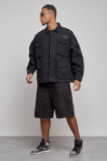 Оптом Джинсовая куртка мужская черного цвета 12776Ch, фото 2