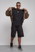 Оптом Джинсовая куртка мужская коричневого цвета 12776K в Астане, фото 10