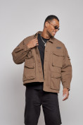 Оптом Джинсовая куртка мужская коричневого цвета 12776K в Сочи, фото 5