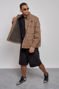 Оптом Джинсовая куртка мужская коричневого цвета 12776K, фото 7